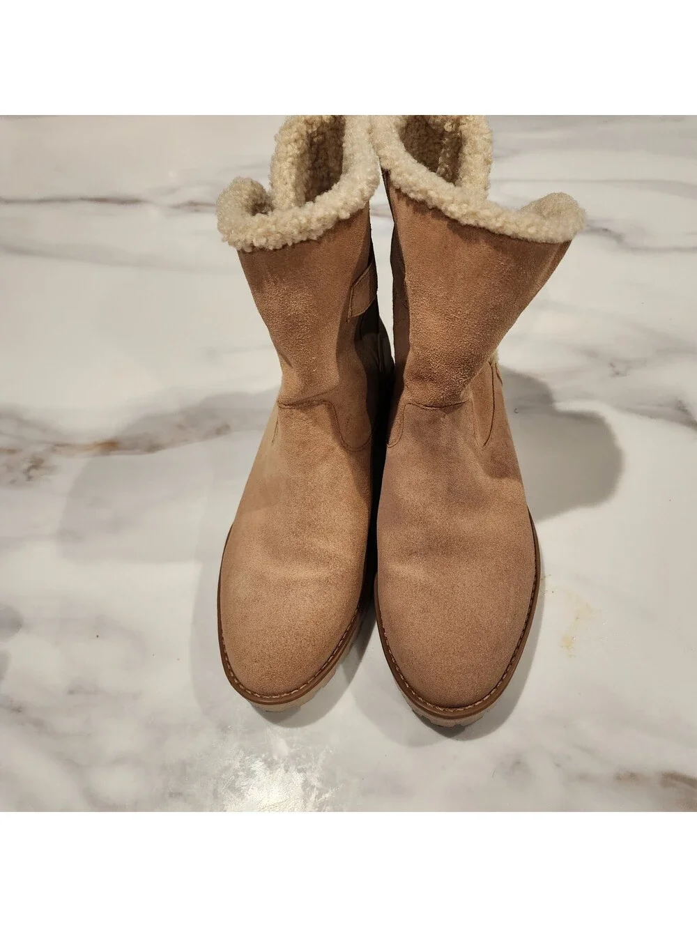 Jack Rogers Women’s Suede Shearling Lined Ankle Boots Tan Size 9.5
